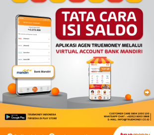 Top Up balance of the TrueMoney Indonesia application through VA Bank MANDIRI