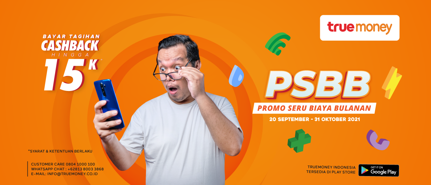 Dapatkan Cashback PSBB (Promo Seru Biaya Bulanan) Hingga 15.000,- dari TrueMoney Indonesia!